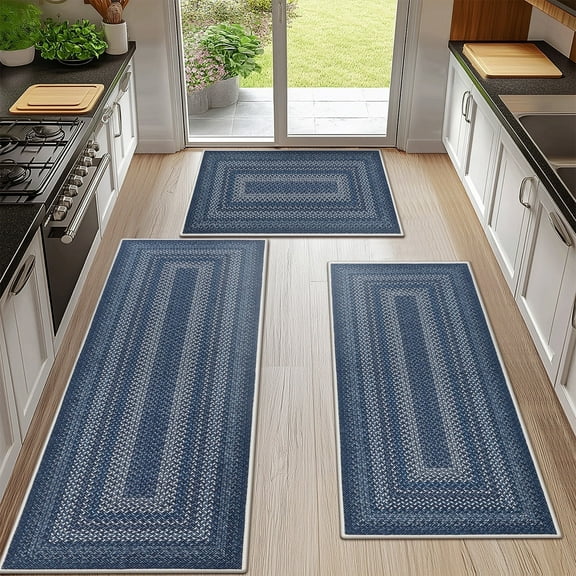 Ileading Boho Kitchen Rugs Sets 3 Piece with Runner Non Slip Kitchen Mats for Floor Washable Bohemian Runner Rug Set of 3