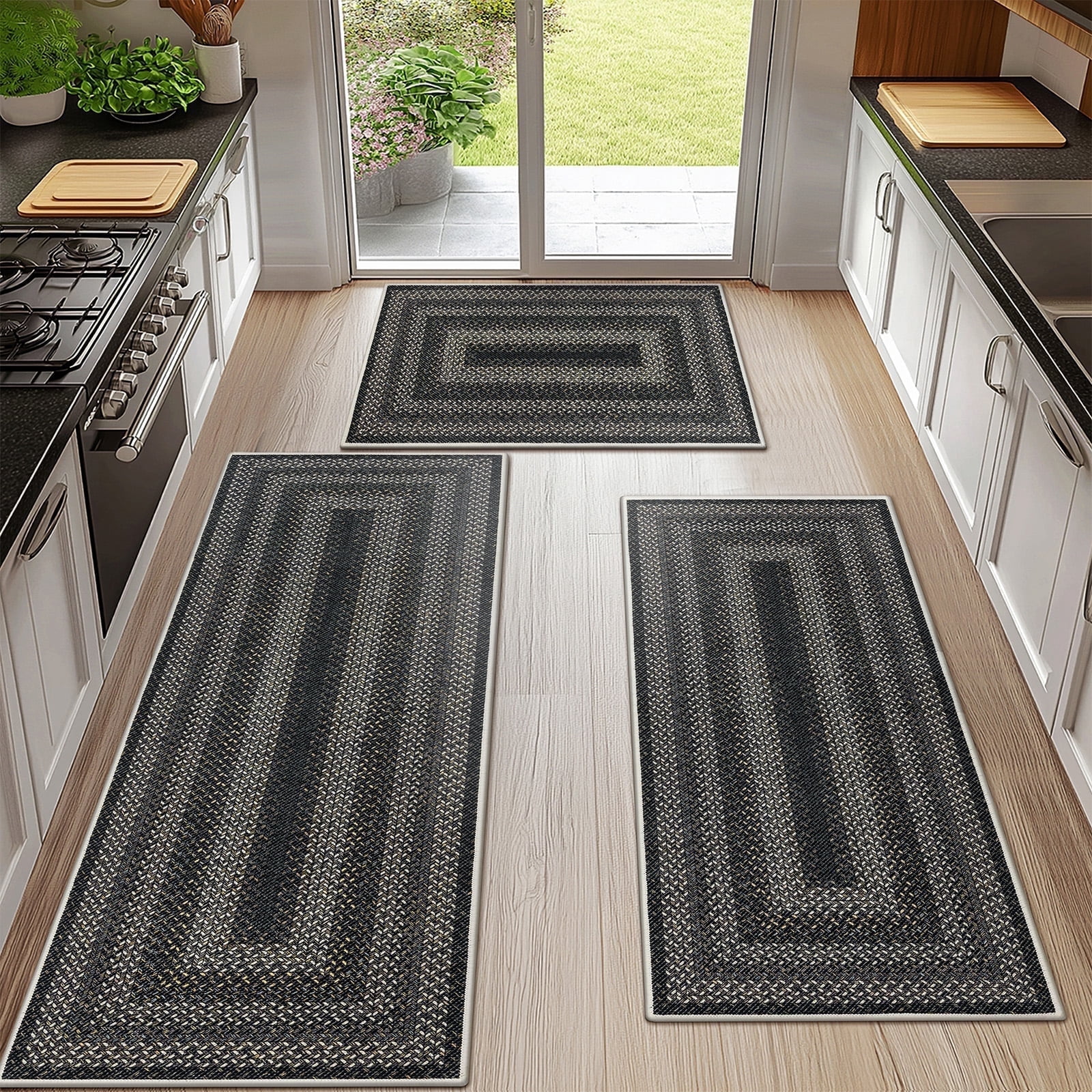 Ileading Boho Kitchen Rugs Sets 3 Piece with Runner Non Slip Kitchen ...