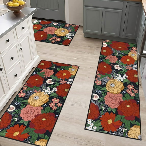 Ileading Boho Kitchen Rugs Sets of 3 Kitchen Runner Rugs and Mats Non Skid Washable Kitchen Mats