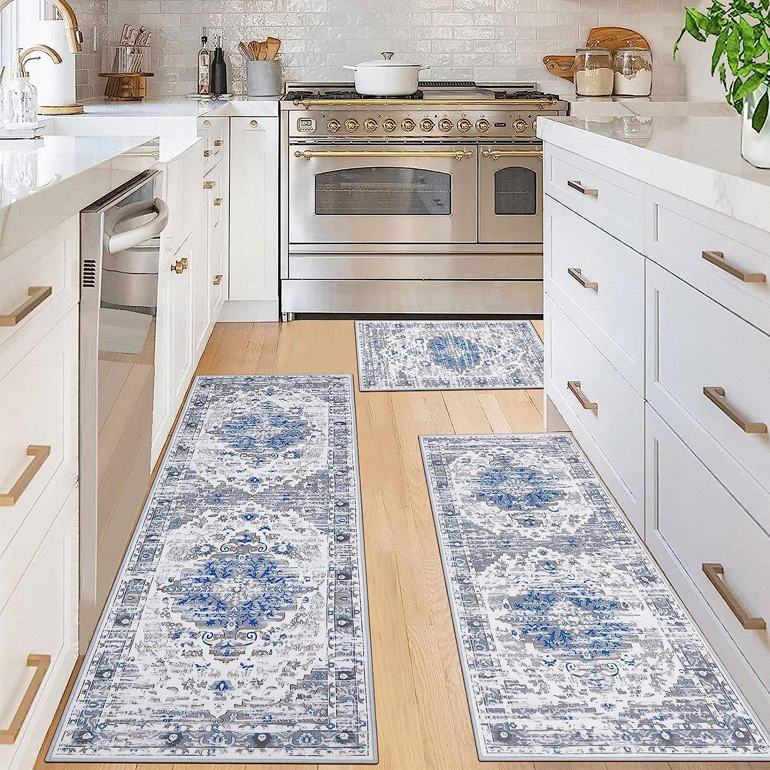 Ileading Boho Kitchen Rugs Sets of 3 Piece Kitchen Floor Mat Carpets