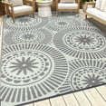 thumbnail image 1 of Ileading High Quality Plastic Straw Reversible Outdoor Rugs Waterproof Circles for RV, Patio, Deck, Camping 6' x 9' Gray, 1 of 11