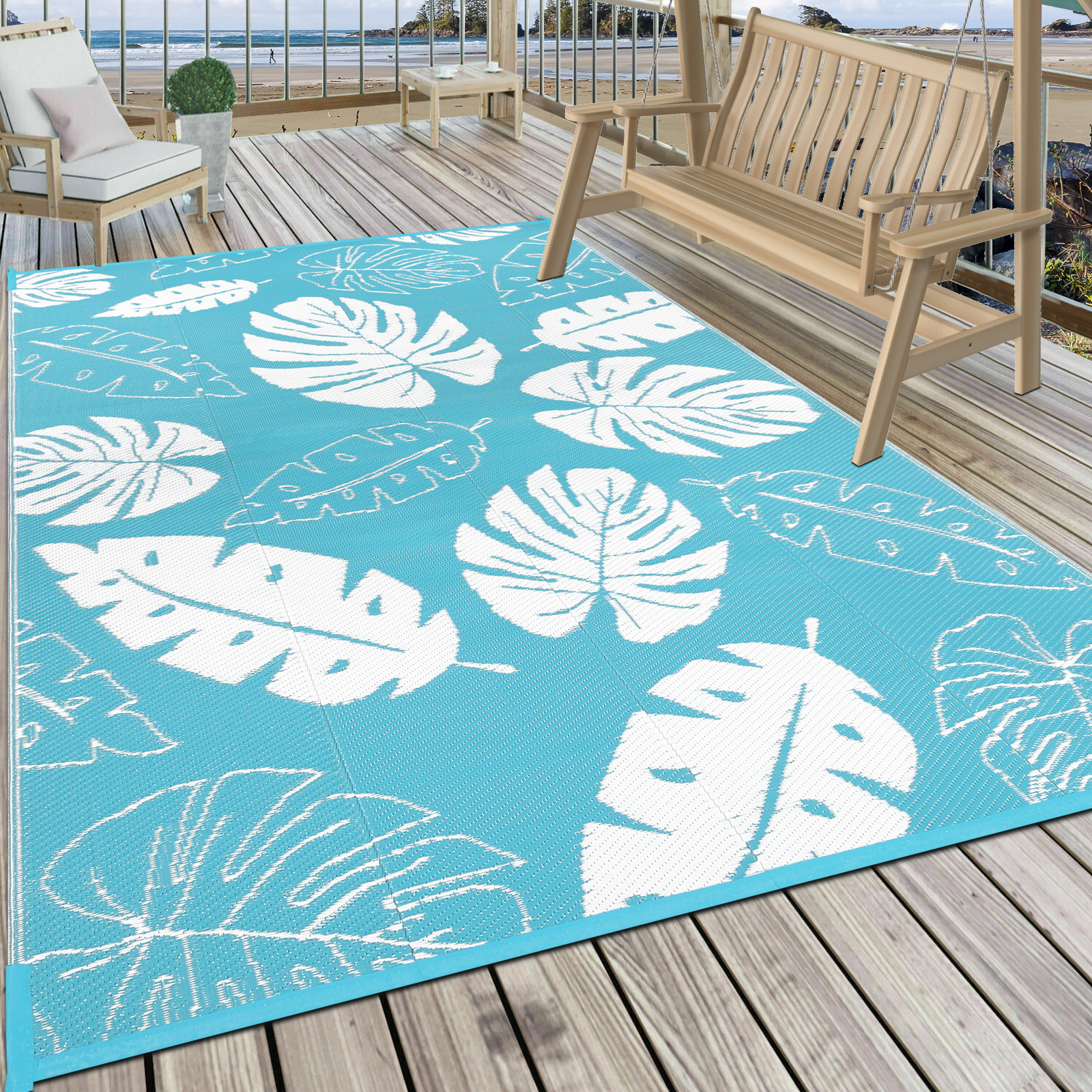Ileading High Quality Plastic Straw Reversible Outdoor Rugs Waterproof