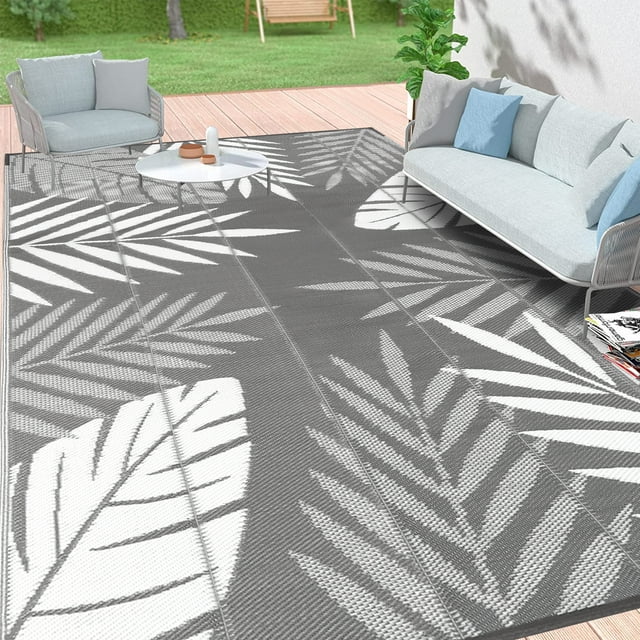 Ileading Outdoor Plastic Straw Rug 9'x12', Waterproof Portable Camping