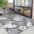 thumbnail image 1 of Ileading Outdoor Plastic Straw Rug, Gray Leaf Pattern, Waterproof, 5' x 8', 1 of 8