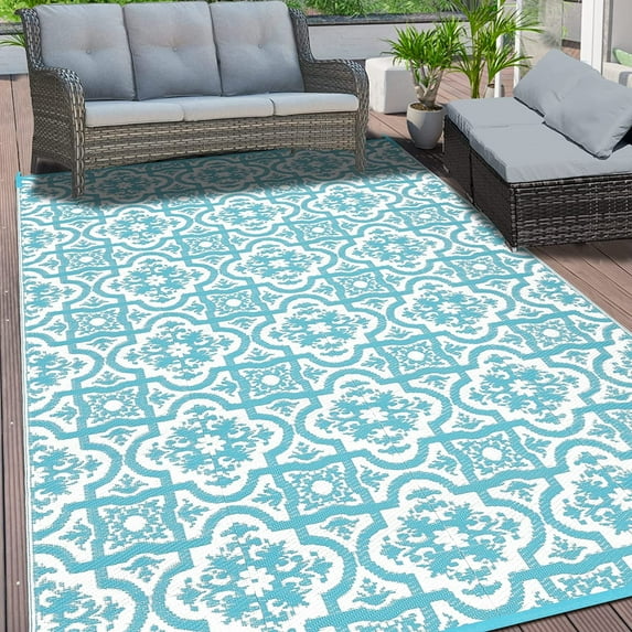 Ileading Outdoor Rug 5'x8' Waterproof Reversible Mats Carpet RV Camping Rugs Plastic Straw Rug Outside Area Rug for Patios,Camper,Tent,Porch,RV,Balcony,Deck