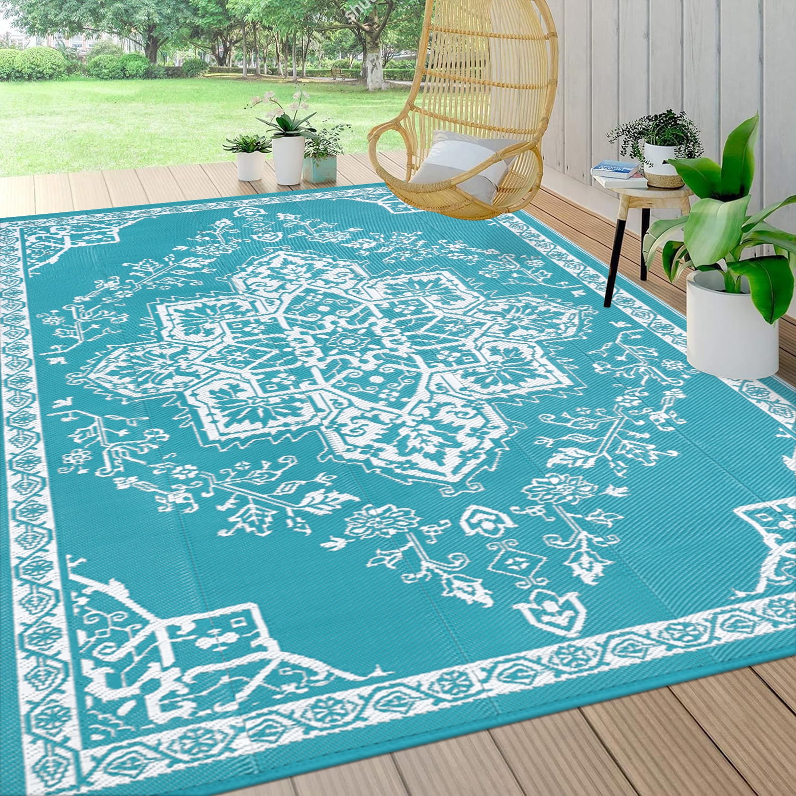 Ileading Large 9'x12' Outdoor Rug, Waterproof, Reversible, for Patio ...