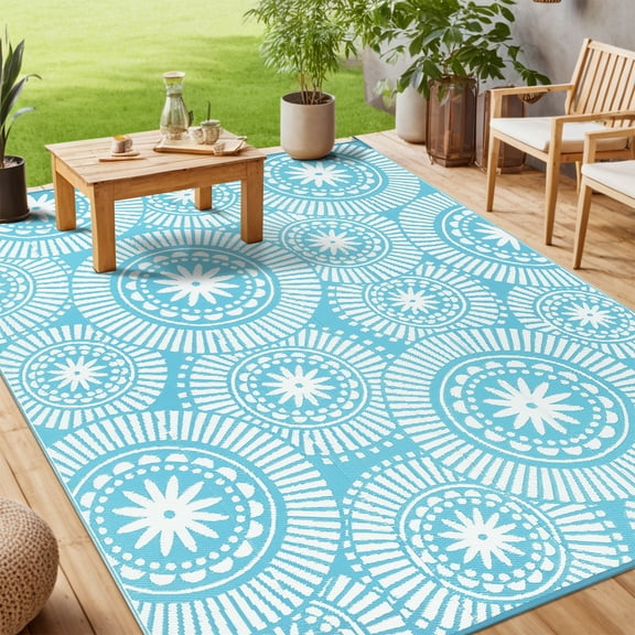 Ileading Outdoor Rug for Patio Clearance, Reversible Outdoor Plastic Straw Camping Rug, Portable Washable Reversible Mats for Camping, RV, Picnic, Beach, Backyard, Pool Deck