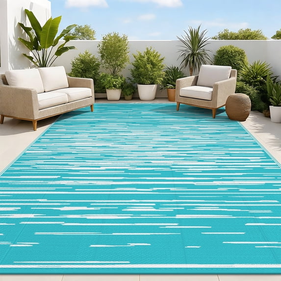 Ileading Outdoor Rugs 9'x12' for Patios Reversible Outdoor Rug, Outdoor Plastic Straw Rug RV Camping Rug Large Outdoor Mat for RV, Patio, Backyard, Deck, Picnic, Beach, Trailer, Camping