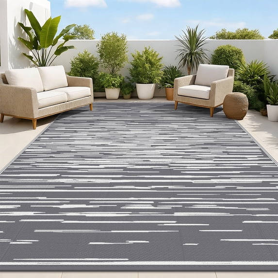 Ileading Outdoor Rugs 9'x12' for Patios Reversible Outdoor Rug, Outdoor Plastic Straw Rug RV Camping Rug Large Outdoor Mat for RV, Patio, Backyard, Deck, Picnic, Beach, Trailer, Camping