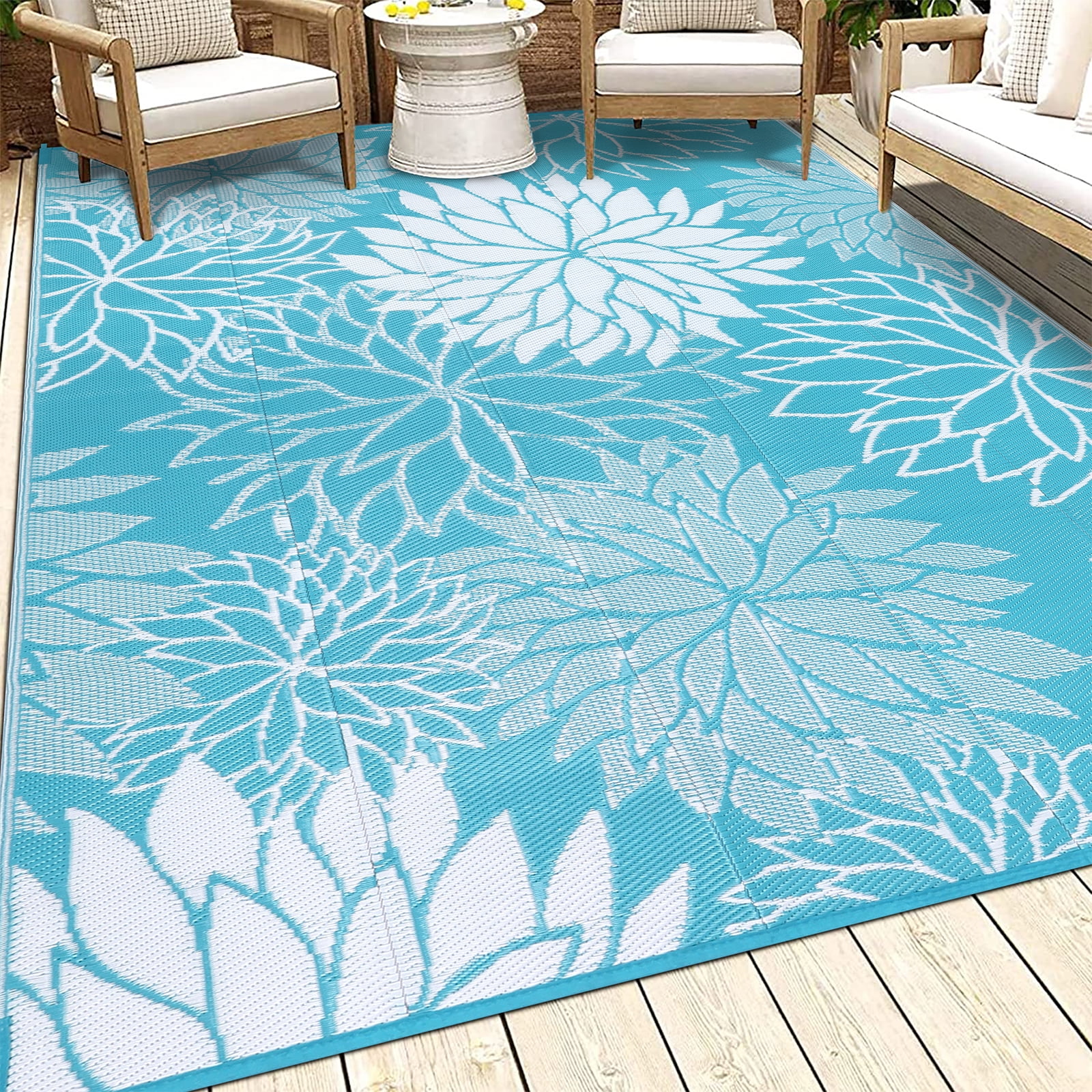 Ileading Outdoor Rugs for Patios Clearance 6'x9' Waterproof Patio Mat Plastic Straw Rug Reversible RV Camping Tent Rug Outside Area Rug for RV, Patios,Deck, Beach,Balcony, Camping