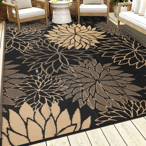 Ileading Outdoor Rugs for Patios Clearance 6'x9' Waterproof Patio Mat Plastic Straw Rug Reversible RV Camping Tent Rug Outside Area Rug for RV, Patios,Deck, Beach,Balcony, Camping