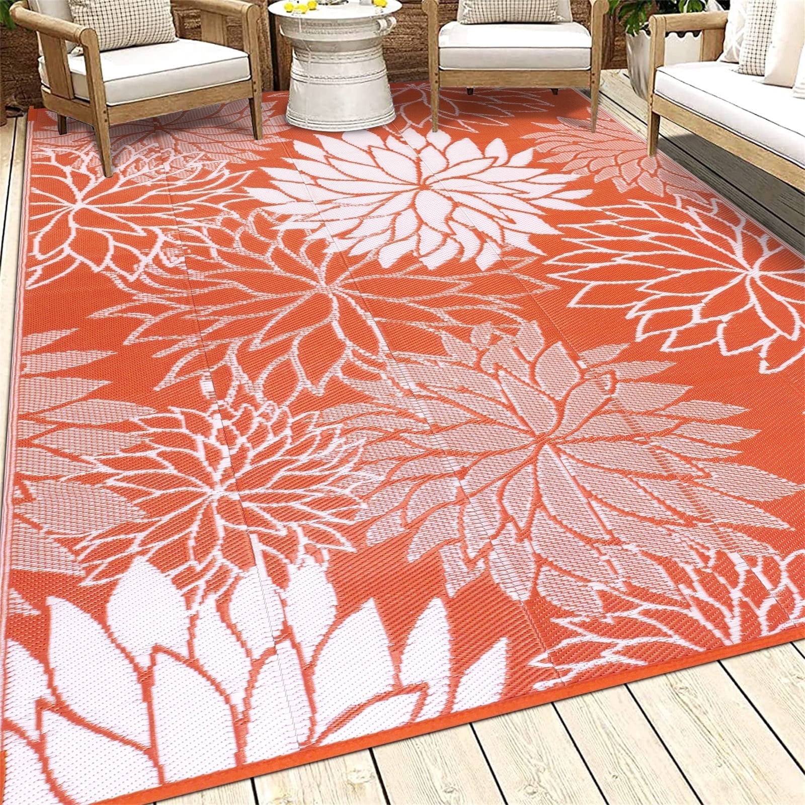 Ileading Outdoor Rugs for Patios 6'x9' Waterproof Patio Mat Plastic Straw Rug Reversible RV Camping Tent Rug Outside Area Rug for RV, Patios,Deck, Beach,Balcony, Camping