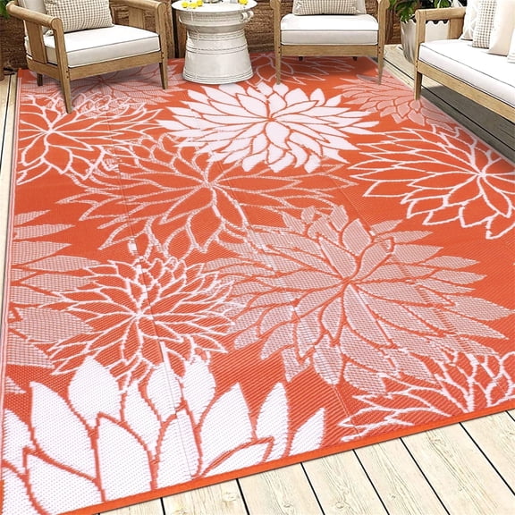 Ileading Outdoor Rugs for Patios 6'x9' Waterproof Patio Mat Plastic Straw Rug Reversible RV Camping Tent Rug Outside Area Rug for RV, Patios,Deck, Beach,Balcony, Camping
