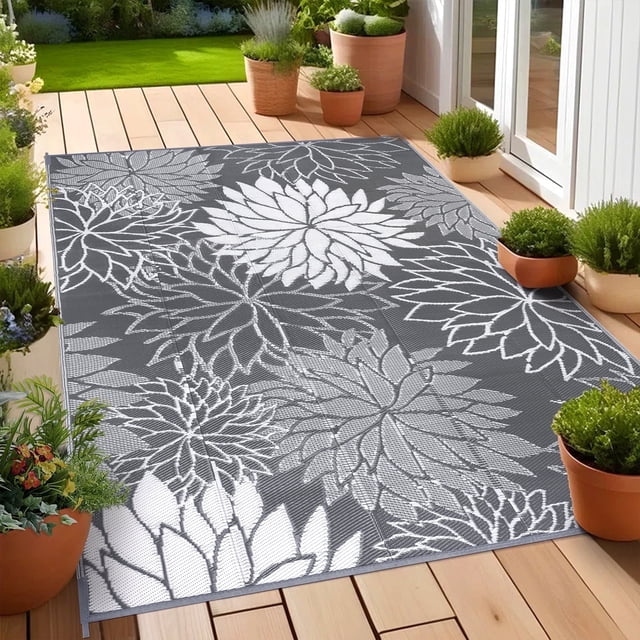 Ileading Outdoor Rugs for Patios 8'x10' Waterproof Patio Mat Plastic Straw Rug Reversible RV Camping Tent Rug Outside Area Rug for RV, Patios,Deck, Beach,Balcony, Camping