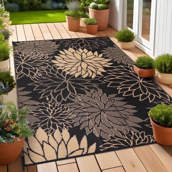 Ileading Outdoor Rugs for Patios 8'x10' Waterproof Patio Mat Plastic Straw Rug Reversible RV Camping Tent Rug Outside Area Rug for RV, Patios,Deck, Beach,Balcony, Camping