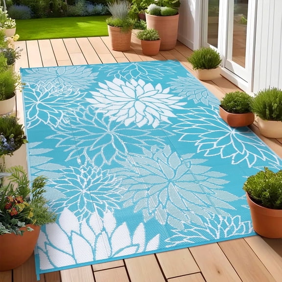 Ileading Outdoor Rugs for Patios 8'x10' Waterproof Patio Mat Plastic Straw Rug Reversible RV Camping Tent Rug Outside Area Rug for RV, Patios,Deck, Beach,Balcony, Camping