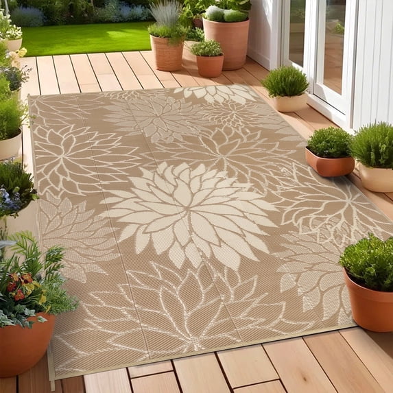 Ileading Outdoor Rugs for Patios 8'x10' Waterproof Patio Mat Plastic Straw Rug Reversible RV Camping Tent Rug Outside Area Rug for RV, Patios,Deck, Beach,Balcony, Camping
