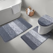 Ileading Traditional Bath Rug Set 3 Piece Microfiber Washable Bathroom Rug Set