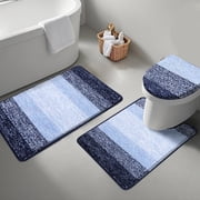 Ileading Traditional Bath Rug Set 3 Piece Microfiber Washable Bathroom Rug Set