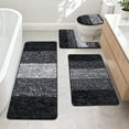 thumbnail image 1 of Ileading Traditional 4 Piece Microfiber Washable Bathroom Rug Set, Black, 1 of 11