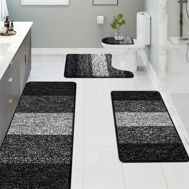 Ileading Plush 4 Piece Non-Slip Microfiber Bathroom Rug Set, Machine ...