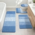 thumbnail image 1 of Ileading Traditional 4 Piece Microfiber Washable Bathroom Rug Set, Blue, 1 of 12