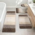 thumbnail image 1 of Ileading Traditional 4 Piece Microfiber Washable Bathroom Rug Set, Dark Coffee, 1 of 11