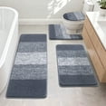 thumbnail image 1 of Ileading Traditional 4 Piece Microfiber Washable Bathroom Rug Set, Grey, 1 of 13