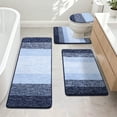 thumbnail image 1 of Ileading Traditional 4 Piece Microfiber Washable Bathroom Rug Set, Navy Blue, 1 of 12