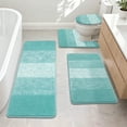 thumbnail image 1 of Ileading Traditional 4 Piece Microfiber Washable Bathroom Rug Set, Teal, 1 of 15