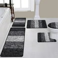 thumbnail image 1 of Ileading Traditional 5 Piece Large Size Microfiber Washable Bathroom Rug Set, Black, 1 of 8