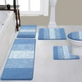 thumbnail image 1 of Ileading Traditional 5 Piece Large Size Microfiber Washable Bathroom Rug Set, Blue, 1 of 8