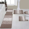 thumbnail image 1 of Ileading Traditional 5 Piece Large Size Microfiber Washable Bathroom Rug Set, Coffee, 1 of 8