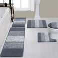 thumbnail image 1 of Ileading Traditional 5 Piece Large Size Microfiber Washable Bathroom Rug Set, Grey, 1 of 8