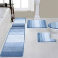 thumbnail image 1 of Ileading Traditional 5 Piece Large Size Microfiber Washable Bathroom Rug Set, Light Blue, 1 of 7