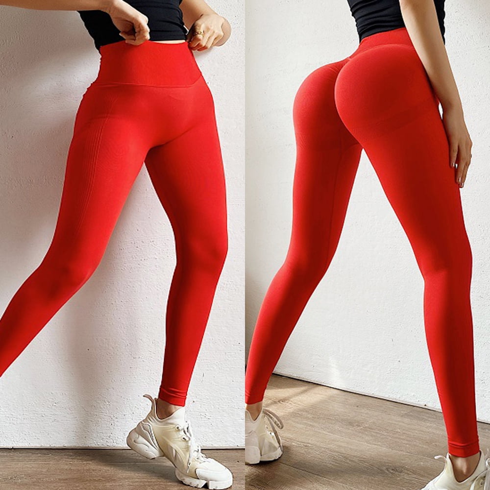 Interloper Low Rise Butt Lift Yoga Pants Red Ruched Sexy Push Up Scrunchy  Butt Lift Pants