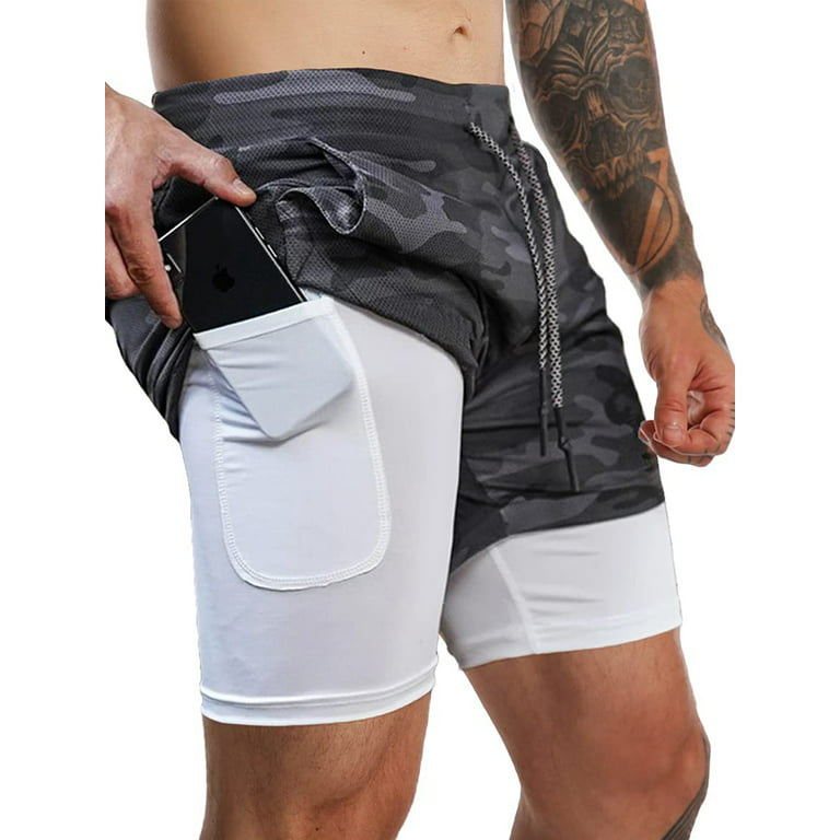 Mens 2 in 1 Lining Workout Shorts