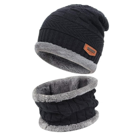 Ilfioreemio Winter Beanie Hat & Scarf Slouchy Warm Knit Beanie Hat for Men Women Cable Knit Watch Cap & Neck Gaiter Scarf