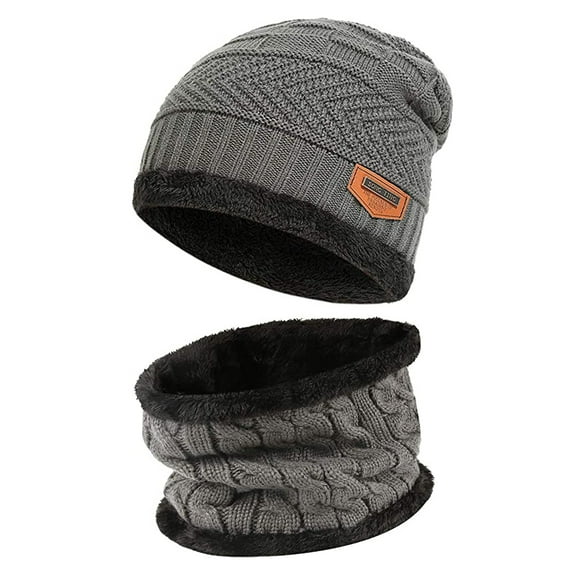 Ilfioreemio Winter Beanie Hat & Scarf Slouchy Warm Knit Beanie Hat for Men Women Cable Knit Watch Cap & Neck Gaiter Scarf
