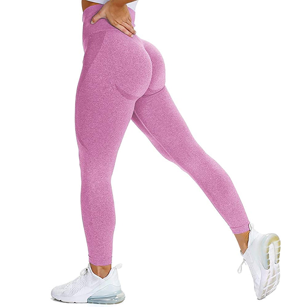 Ilfioreemio Women High Waist Workout Gym Leggings Smile Contour Seamless  Yoga Pants Butt Lift Tights 