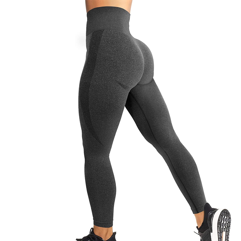 Ilfioreemio Women High Waist Workout Gym Smile Contour Seamless Leggings  Yoga Pants Tights 