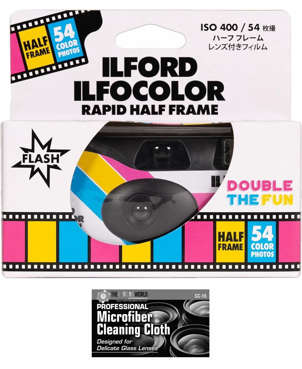 Ilford ILFOCOLOR Half Frame Single-Use Color Film Camera with Flash ...