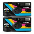 thumbnail image 1 of Ilford Ilfocolor Rapid Retro Single Use Camera with 31mm Optical Lens and Pre-Loaded 27 Exposures (Black, 2-Pack) Bundle (2 Items), 1 of 7
