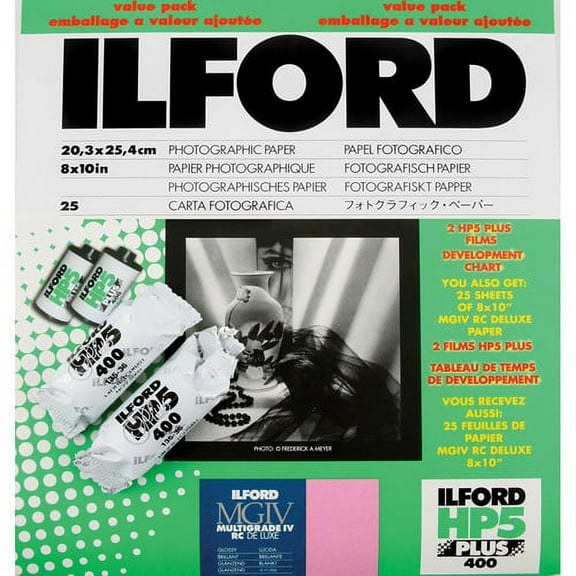 Ilford Multigrade IV RC DeLuxe Paper and HP5 Plus Film Value Pack Glossy, 8 x10", 25 Sheets