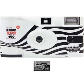 Ilford XP2 35mm ISO-400 B&W One-Time Single-Use Disposable Camera with Flash - 27 Exposures with Microfiber Cleaning Cloth