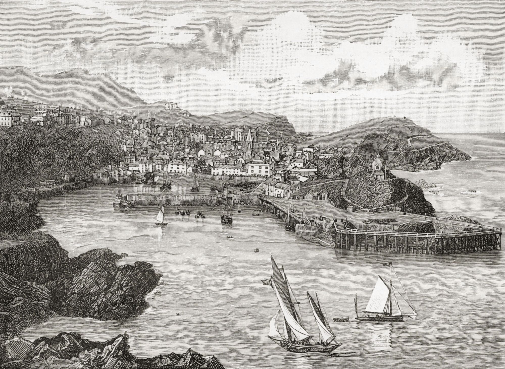 Ilfracombe England In The Late 19Th Century From Our Own Country Published 1898 Canvas Art - Ken Welsh Design Pics (17 x 12)