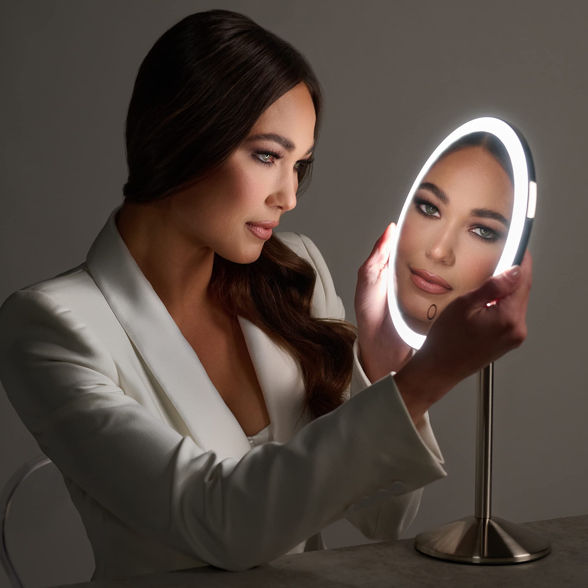 Ilios Lighting Cordless Bright LED Makeup Mirror with Lights and 5X
