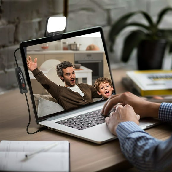 Iliya FILL USB Video Conference Lighting with Adjustable Brightness & Color Temperature | 120 LED Beads, 360 Rotatable Clip-On Light for Laptop/Computer| Remote Work, Streaming, Meetings (White)