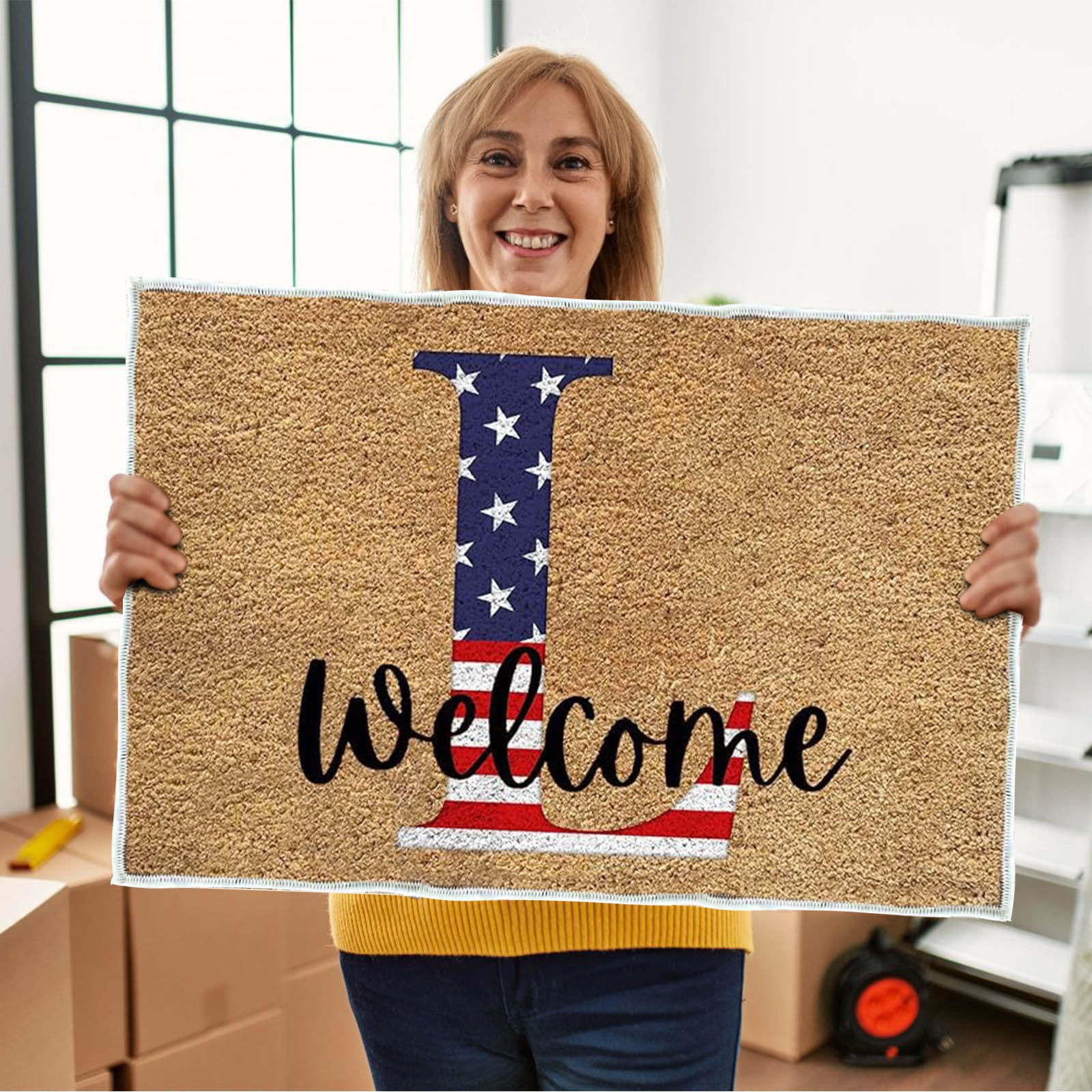 Iliya Patriotic Door Mat, Welcome Independence Day Rug, Stain Resistant ...