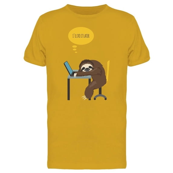 Ill Do It Later Sloth Computer Tee Men's -Image by Shutterstock